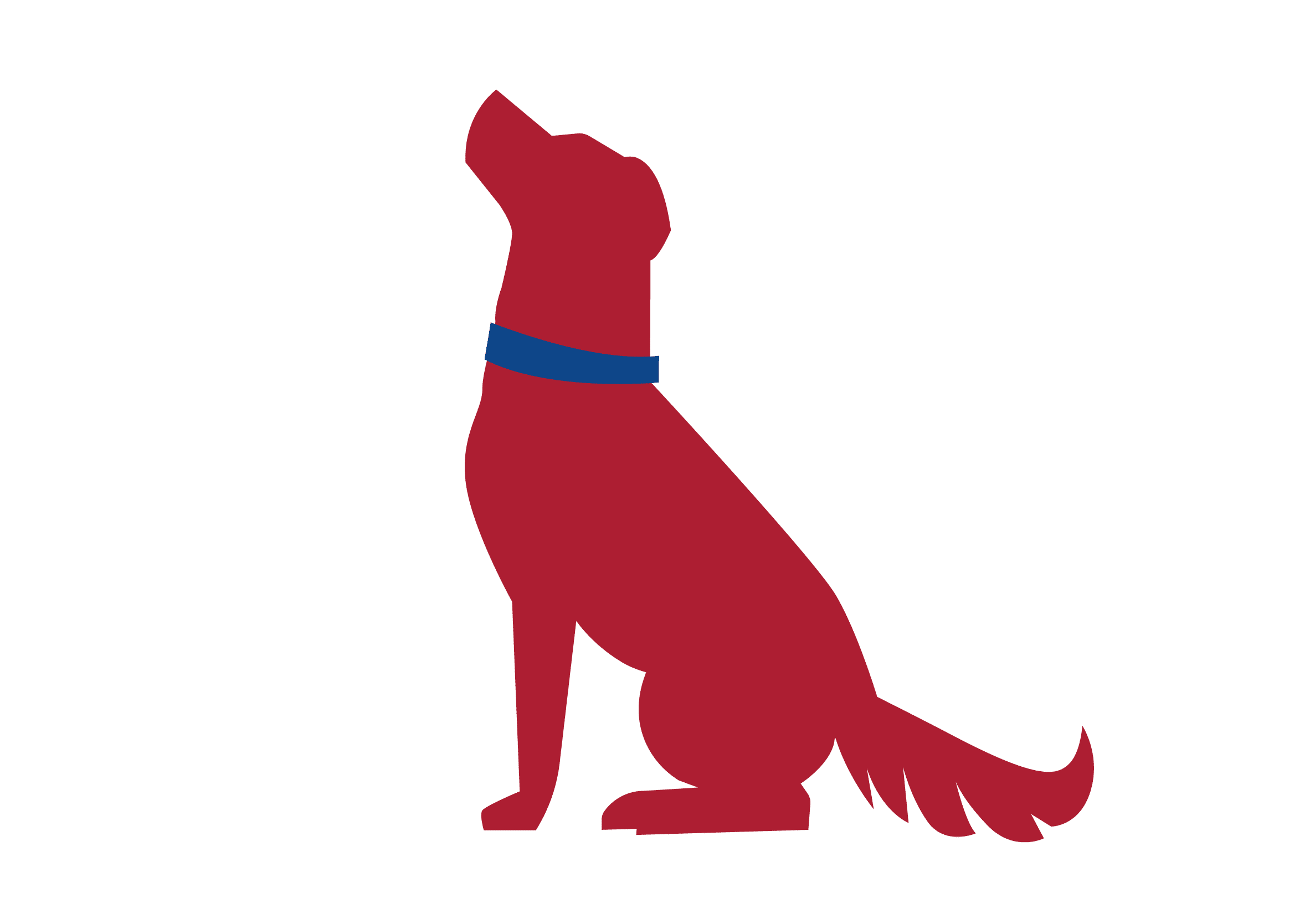 Dog 2 sitting dig red icon